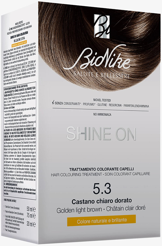 SHINE ON CASTANO CHIARO DORATO 5,3 FLACONE 75 ML + TUBO 50 ML - Farmacia Nuova Dr.ssa Gabriella Catellani