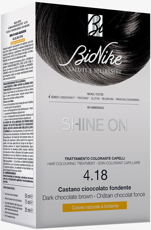 SHINE ON CASTANO CIOCCOLATO FONDENTE 4,18 FLACONE 75 ML + TUBO 50 ML - Farmacia Nuova Dr.ssa Gabriella Catellani