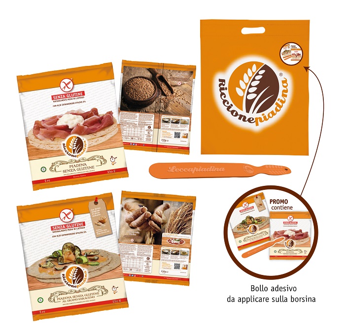 KIT SENZA GLUTINE FUORI FRIGO RICCIONE PIADINA 2X125 G + RICCIONE PIADINA GRANO SARACENO 2X125 G - Farmacia Nuova Dr.ssa Gabriella Catellani
