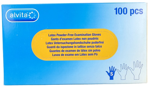 GUANTI DA ISPEZIONE ALVITA IN LATTICE SENZA TALCO S 100 PEZZI - Farmacia Nuova Dr.ssa Gabriella Catellani