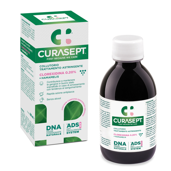 CURASEPT COLLUTORIO ADS DNA TRATTAMENTO ASTRINGENTE 200 ML + CAMPIONE OMAGGIO DENTIFRICIO ASTRINGENTE 6 ML - Farmacia Nuova Dr.ssa Gabriella Catellani