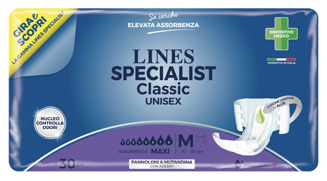 PANNOLONE A MUTANDINA LINES SPECIALIST CLASSIC MAXI MISURA MEDIA 30 PEZZI - Farmacia Nuova Dr.ssa Gabriella Catellani