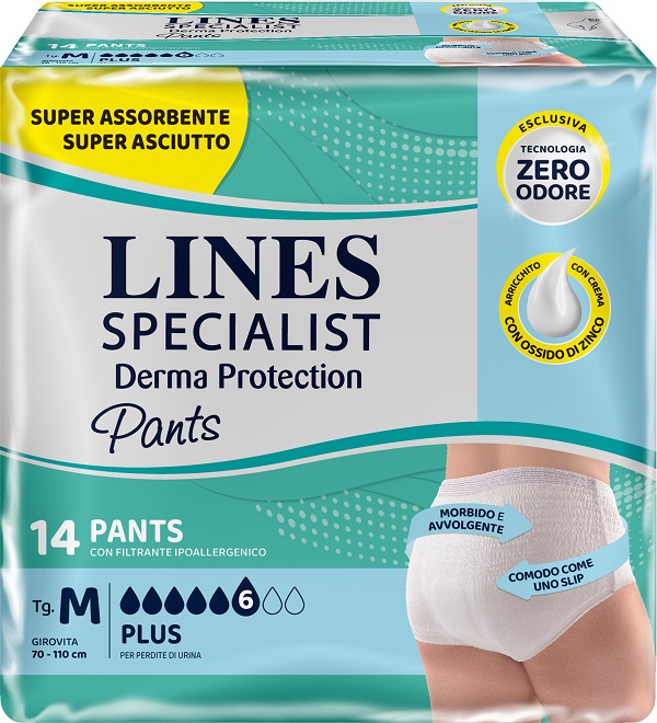 PANNOLONE PER INCONTINENZA LINES SPECIALIST DERMA PANTS PLUS M 14 PEZZI - Farmacia Nuova Dr.ssa Gabriella Catellani