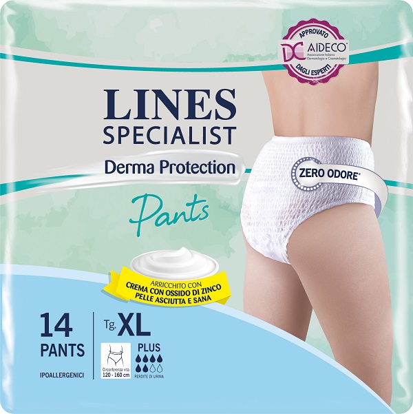 PANNOLONE PER INCONTINENZA LINES SPECIALIST DERMA PANTS PLUS XL 14 PEZZI - Farmacia Nuova Dr.ssa Gabriella Catellani