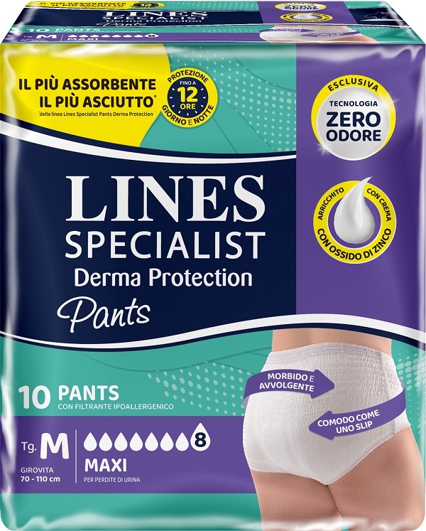PANNOLONE PER INCONTINENZA LINES SPECIALIST DERMA PANTS MAXI M 10 PEZZI - Farmacia Nuova Dr.ssa Gabriella Catellani
