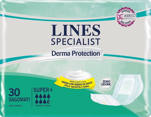PANNOLONE PER INCONTINENZA LINES SPECIALIST DERMA SAGOMATO SUPER+ 30 PEZZI - Farmacia Nuova Dr.ssa Gabriella Catellani