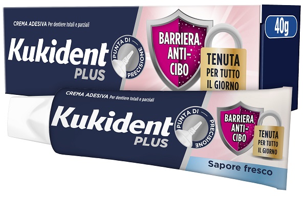 KUKIDENT PLUS BARRIERA ANTI-CIBO FRESCO CREMA ADESIVA DENTIERE 40 G - Farmacia Nuova Dr.ssa Gabriella Catellani