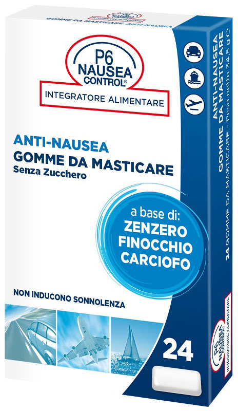 P6 NAUSEA CONTROL 24 GOMME DA MASTICARE SENZA ZUCCHERO - Farmacia Nuova Dr.ssa Gabriella Catellani
