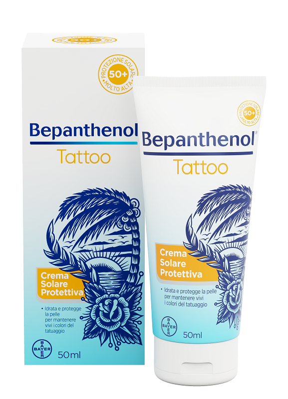 BEPANTHENOL TATTOO CREMA SOLARE PROTETTIVA SPF50+ 50 ML - Farmacia Nuova Dr.ssa Gabriella Catellani