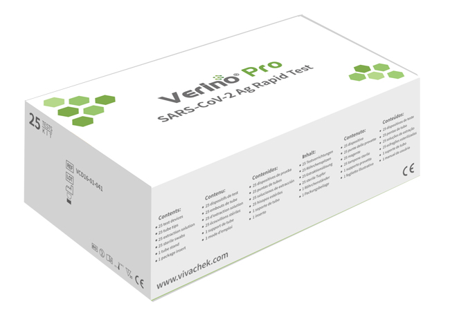 TEST ANTIGENICO RAPIDO COVID-19 VERINO PRO DETERMINAZIONE QUALITATIVA ANTIGENI SARS-COV-2 IN TAMPONI NASALI/NASOFARINGEI/OROFARINGEI MEDIANTE IMMUNOCROMATOGRAFIA 25 PEZZI USO PROF - Farmacia Nuova Dr.ssa Gabriella Catellani