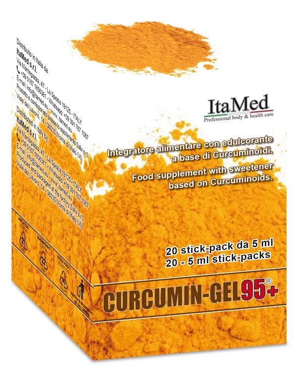 CURCUMIN GEL 95+ 20 BUSTINE STICK PACK MONODOSE DA 5 ML AROMA LAMPONE - Farmacia Nuova Dr.ssa Gabriella Catellani