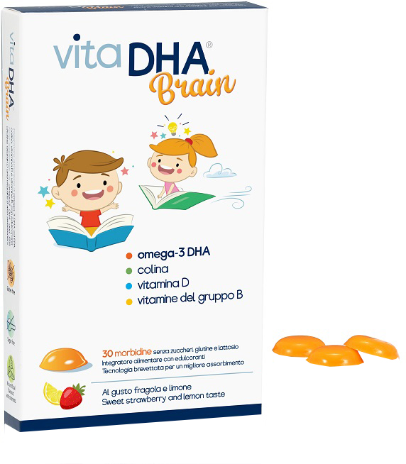 VITADHA BRAIN 30 MORBIDINE AL GUSTO FRAGOLA E LIMONE - Farmacia Nuova Dr.ssa Gabriella Catellani