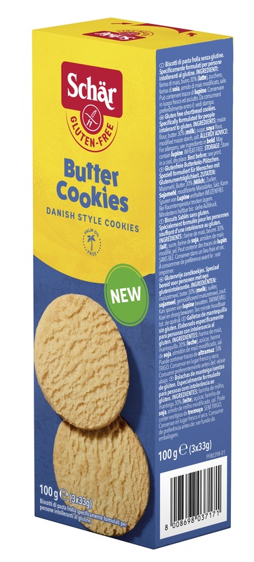 SCHAR BUTTER COOKIES BISCOTTI DI PASTAFROLLA 3 PORZIONI DA 33 G - Farmacia Nuova Dr.ssa Gabriella Catellani