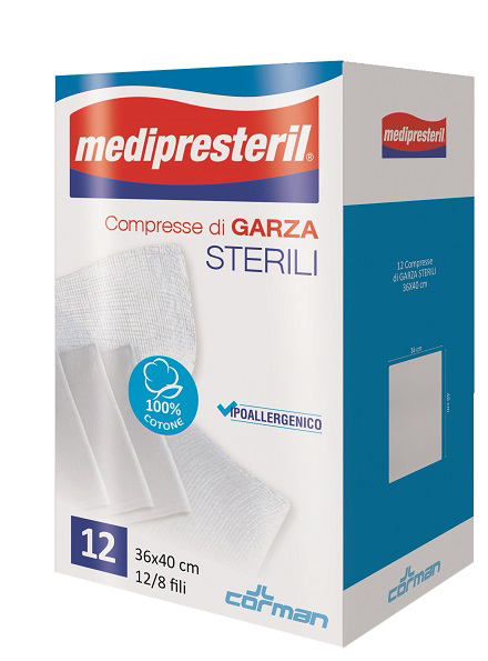 GARZA COMPRESSA MEDIPRESTERIL 12/8 FU 36X40CM 12 PEZZI - Farmacia Nuova Dr.ssa Gabriella Catellani