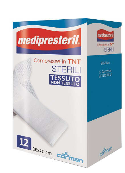 GARZA COMPRESSA MEDIPRESTERIL TNT 36X40CM 12 PEZZI - Farmacia Nuova Dr.ssa Gabriella Catellani