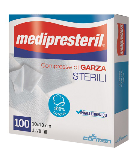 GARZA COMPRESSA MEDIPRESTERIL 12/8 FU 10X10CM 100 PEZZI - Farmacia Nuova Dr.ssa Gabriella Catellani