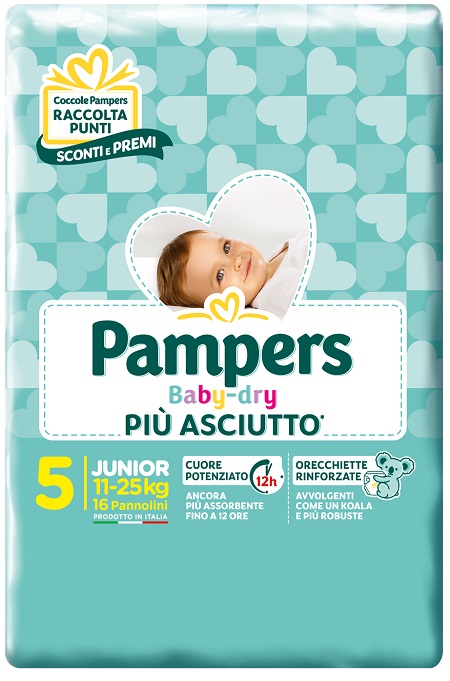 PAMPERS BABY DRY PANNOLINI DOWNCOUNT JUNIOR 16 PEZZI - Farmacia Nuova Dr.ssa Gabriella Catellani