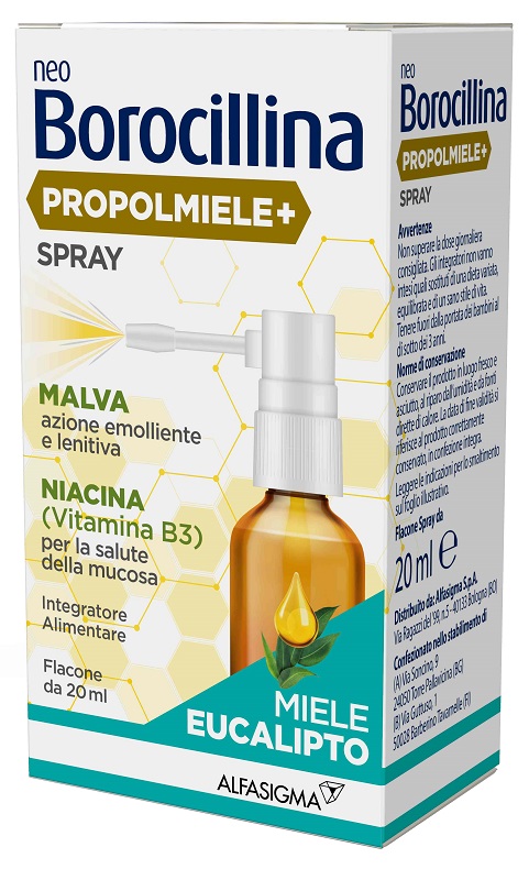 NEOBOROCILLINA PROPOLMIELE+ SPRAY MIELE EUCALIPTO 20 ML - Farmacia Nuova Dr.ssa Gabriella Catellani