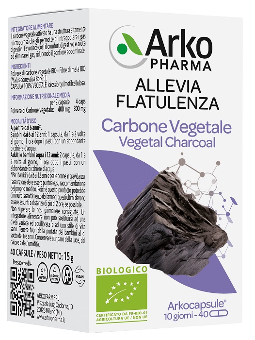 ARKO CAPSULE CARBONE VEGETALE BIO 40 CAPSULE - Farmacia Nuova Dr.ssa Gabriella Catellani
