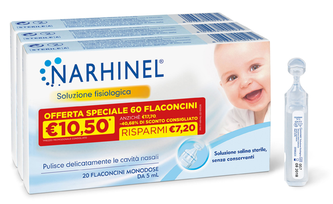 SOLUZIONE FISIOLOGICA NARHINEL 3 PACK PROMO 2022 DA 20 FLACONCINI DA 5 ML - Farmacia Nuova Dr.ssa Gabriella Catellani