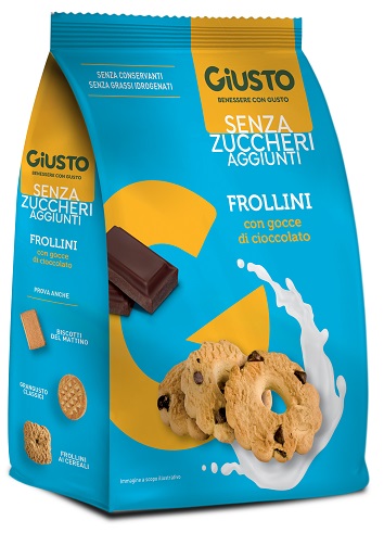 GIUSTO SENZA ZUCCHERO FROLLINI GOCCE CIOCCOLATO SENZA ZUCCHERO 350 G - Farmacia Nuova Dr.ssa Gabriella Catellani
