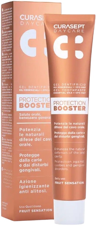 CURASEPT DAYCARE DENTIFRICIO PROTECTION BOOSTER FRUIT SENSATION 75 ML - Farmacia Nuova Dr.ssa Gabriella Catellani
