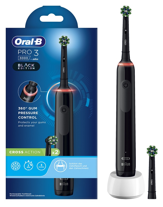 ORAL-B PRO 3 BLACK SPAZZOLINO ELETTRICO + 2 REFILL - Farmacia Nuova Dr.ssa Gabriella Catellani