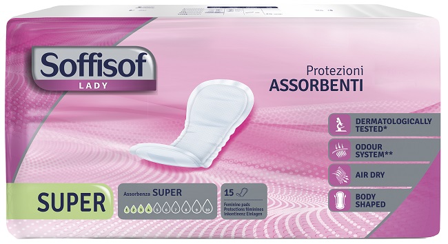 PANNOLONE PER INCONTINENZA SOFFISOF LADY AIR DRY SUPER 15 PEZZI - Farmacia Nuova Dr.ssa Gabriella Catellani