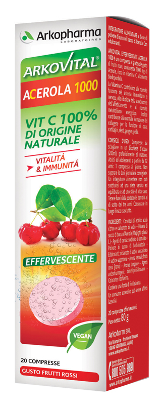 ARKOVITAL ACEROLA 1000 EFFERVESCENTE 20 COMPRESSE PROMO - Farmacia Nuova Dr.ssa Gabriella Catellani