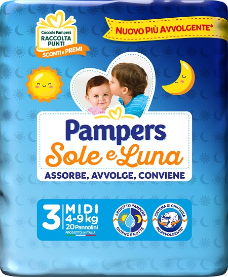 PAMPERS SOLE LUNA MIDIDI 20 PEZZI - Farmacia Nuova Dr.ssa Gabriella Catellani