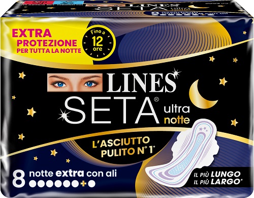 LINES SETA ULTRA ASSORBENTI NOTTE 8 PEZZI - Farmacia Nuova Dr.ssa Gabriella Catellani