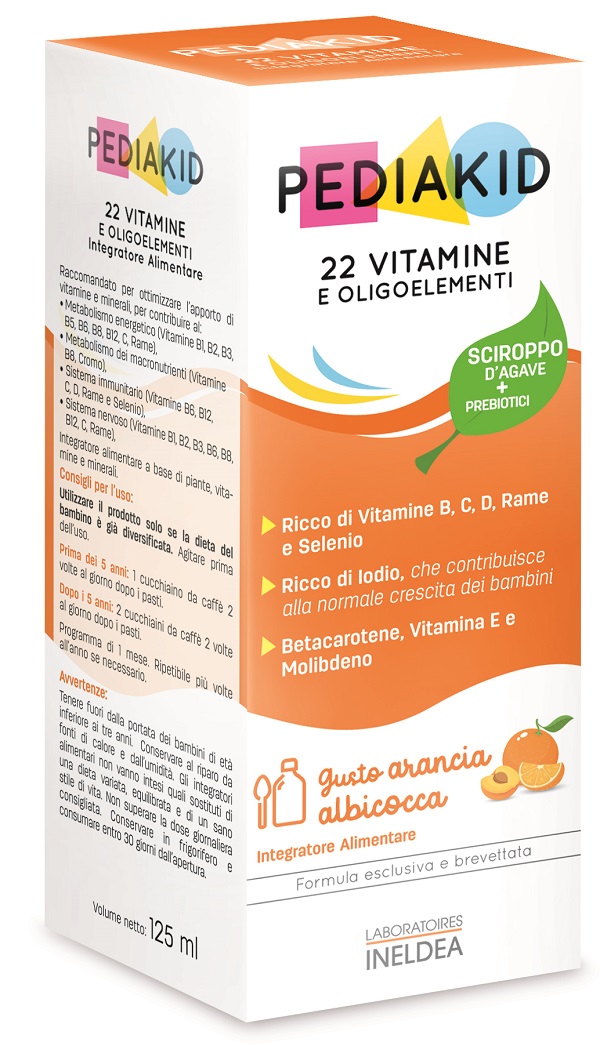 PEDIAKID 22 VITAMINE E OLIGOELEMENTI SCIROPPO 125 ML - Farmacia Nuova Dr.ssa Gabriella Catellani