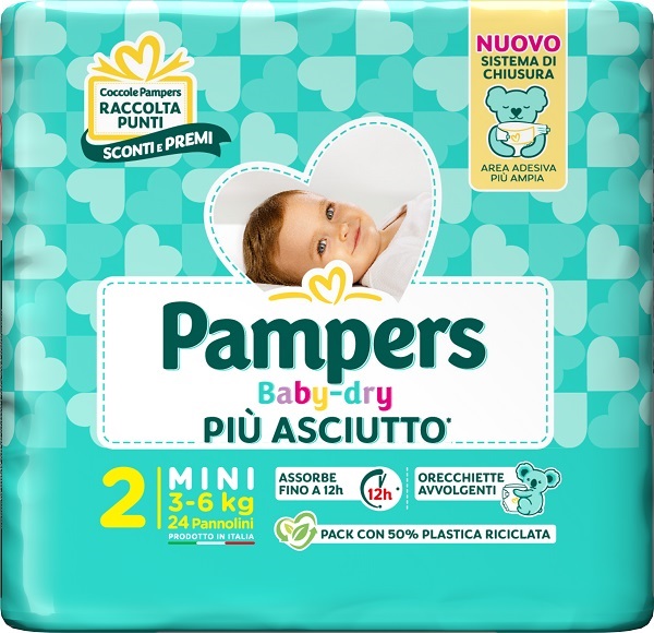PAMPERS BABY DRY PANNOLINO DOWNCOUNT MINI 24 PEZZI - Farmacia Nuova Dr.ssa Gabriella Catellani