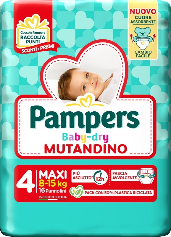 PAMPERS BABY DRY PANNOLINO MUTANDINA MAXI SMALL PACK 16 PEZZI - Farmacia Nuova Dr.ssa Gabriella Catellani