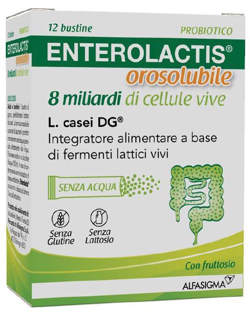 ENTEROLACTIS OROSOLUBILE 12 BUSTINE 8 MILIARDI DI CELLULE VIVE - Farmacia Nuova Dr.ssa Gabriella Catellani
