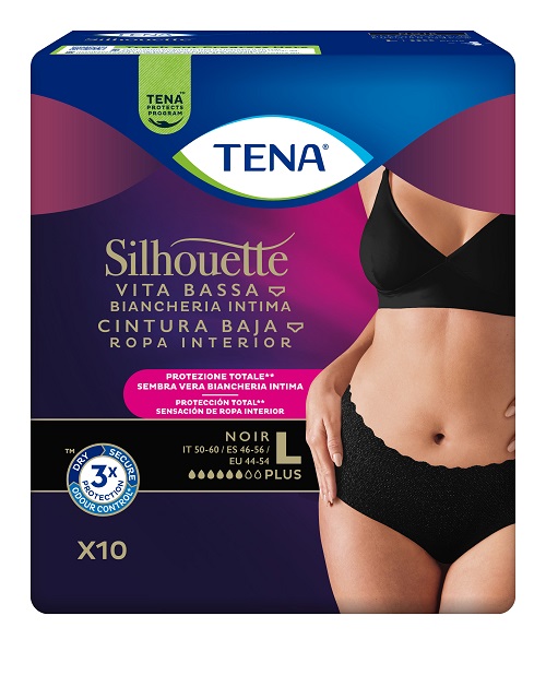 PANNOLONE A MUTANDINA ASSORBENTE TENA SILHOUETTE NOIR L VITA BASSA 10 PEZZI - Farmacia Nuova Dr.ssa Gabriella Catellani