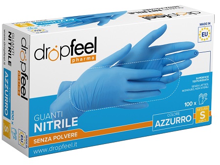 GUANTO IN NITRILE DROPFEEL SENZA POLVERE AZZURRO TAGLIA S 100 PEZZI - Farmacia Nuova Dr.ssa Gabriella Catellani