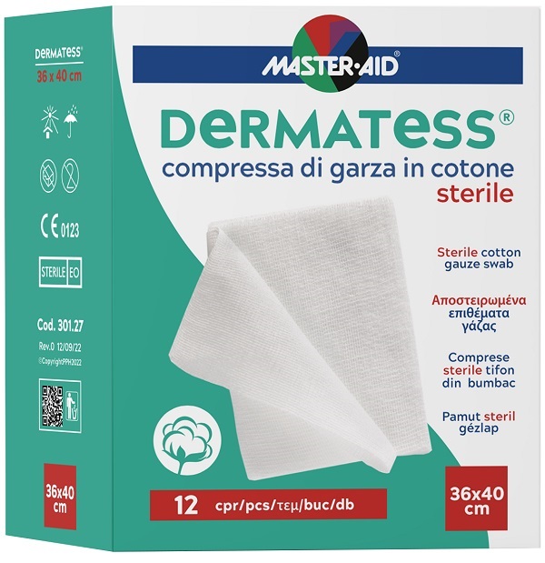 GARZA COMPRESSA DERMATESS IN COTONE 36X40CM 12 PEZZI - Farmacia Nuova Dr.ssa Gabriella Catellani