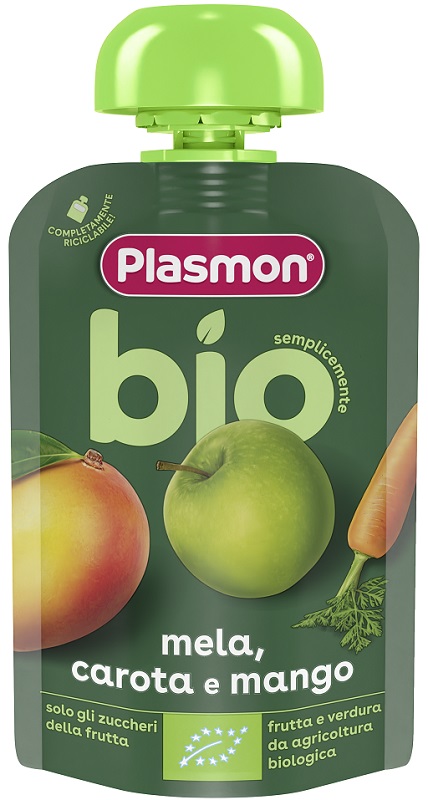 PLASMON MELA CAROTA MANGO BIO POUCHES 100 G - Farmacia Nuova Dr.ssa Gabriella Catellani