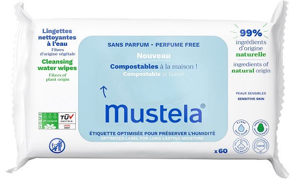 MUSTELA SALVIETTE ACQUA COMPOSTABILI SENZA PROFUMO 60 PEZZI - Farmacia Nuova Dr.ssa Gabriella Catellani
