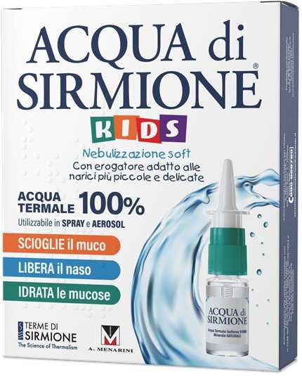 ACQUA DI SIRMIONE KIDS NEBULIZZAZIONE SOFT ACQUA TERMALE 100% 6 FLACONCINI PLURIDOSE X 15 ML - Farmacia Nuova Dr.ssa Gabriella Catellani